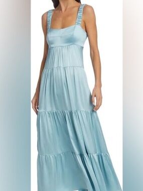 cinq a sept Pale Blue Tiered Maxi Dress